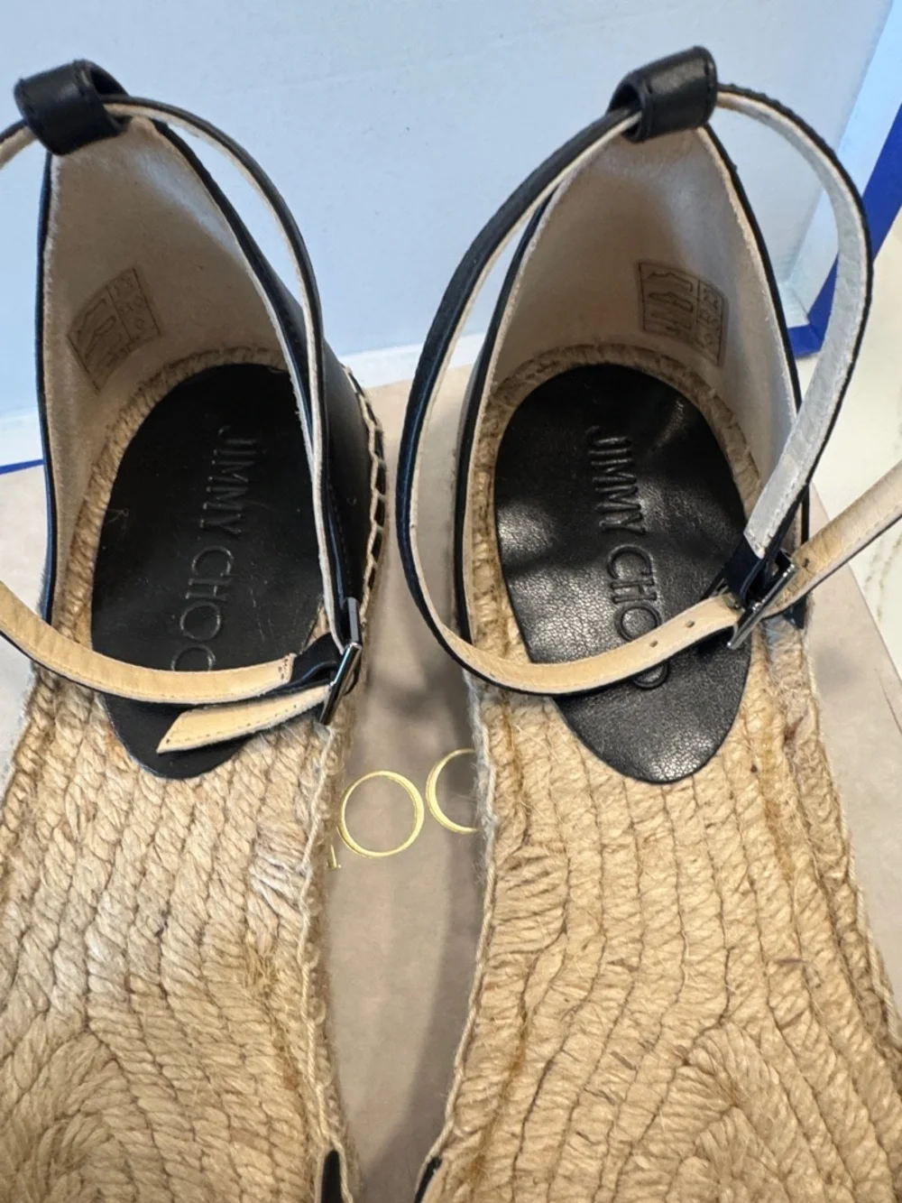 Jimmy Choo Black Leather Floral Espadrille Sandals with Crystal Detail EUR 41